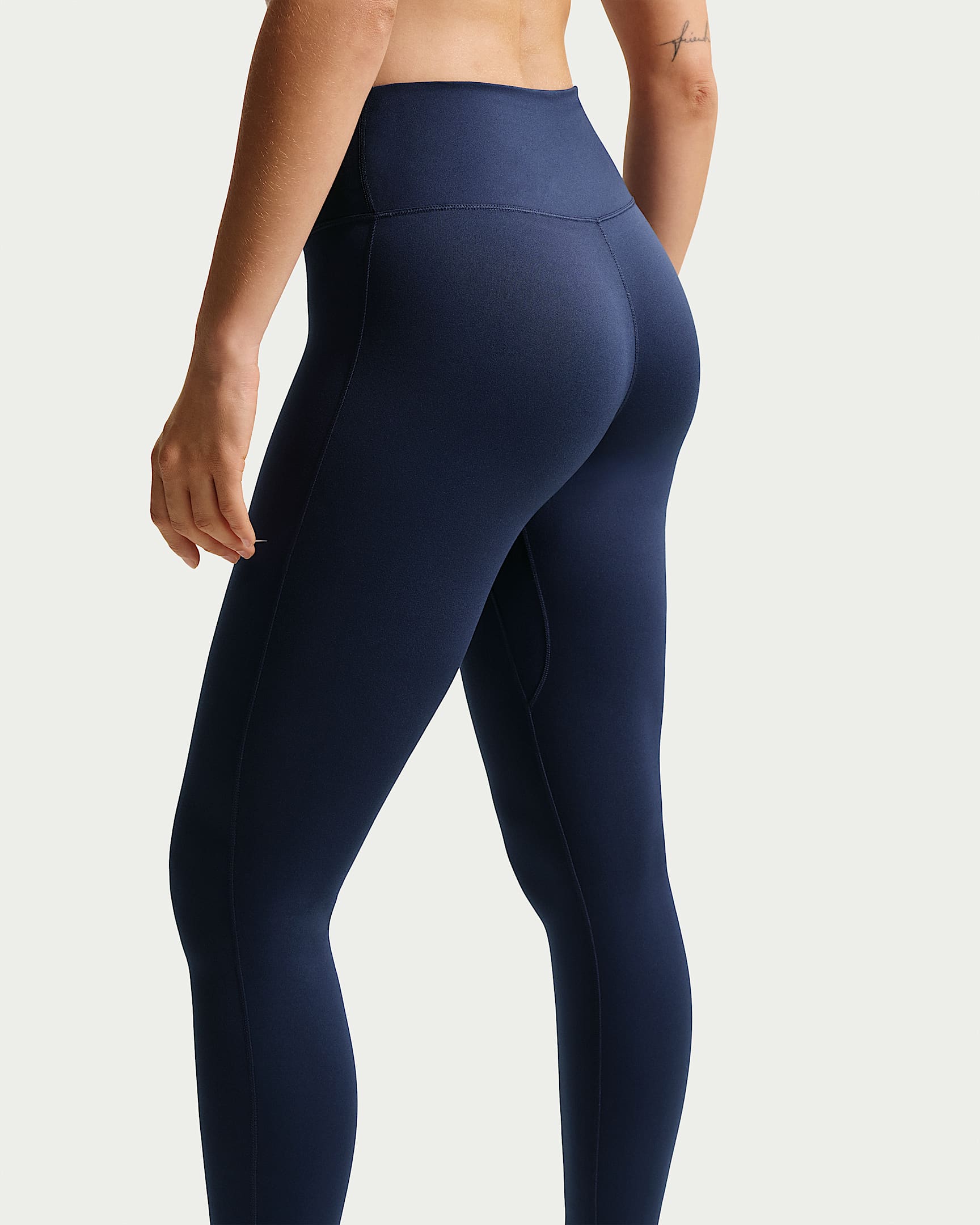 Nike One Seamless Front Yüksek Belli Tam Boy Kadın Taytı - Midnight Navy/Beyaz
