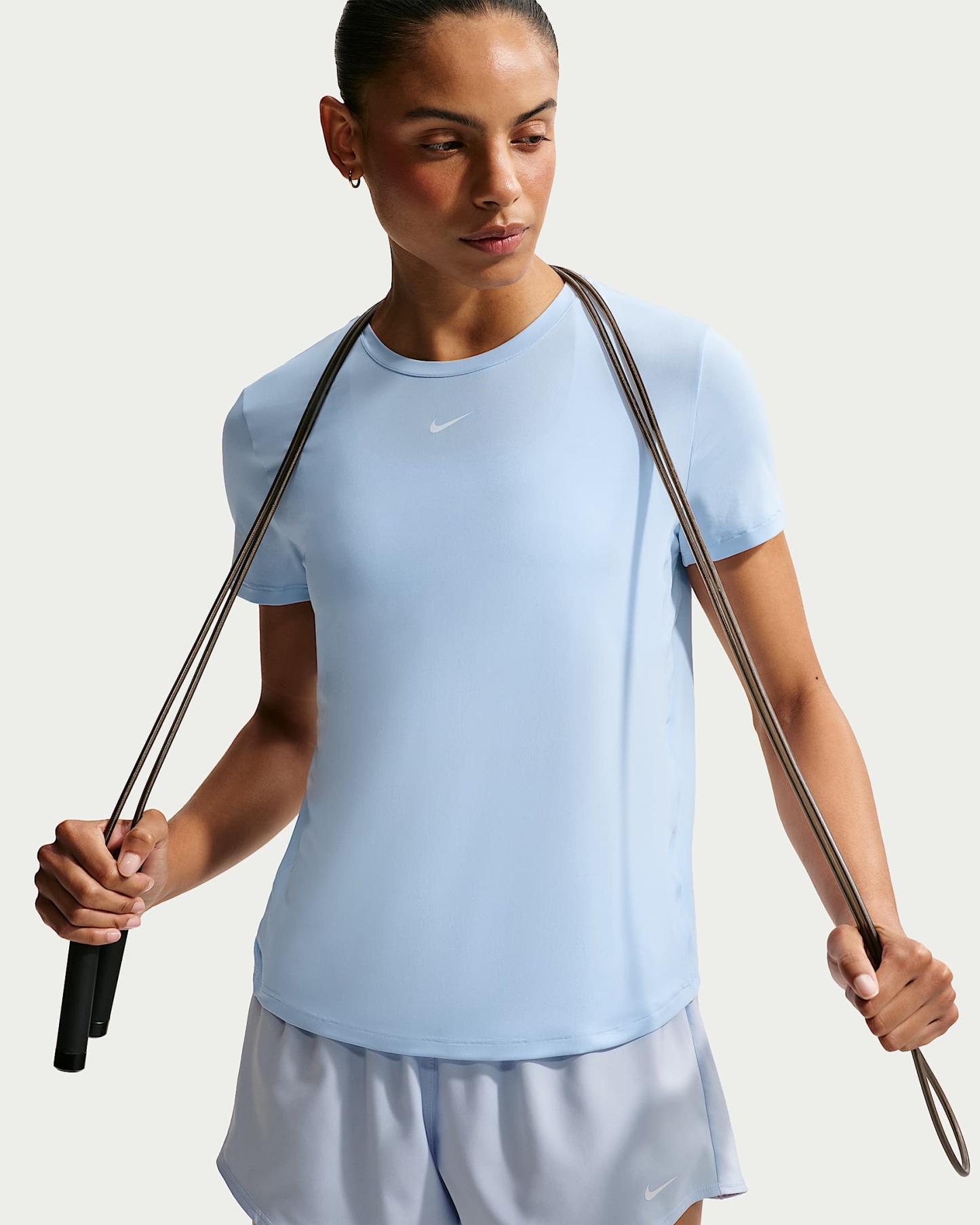 Nike One Classic Dri-FIT Kısa Kollu Kadın Üstü - Hydrogen Blue/Beyaz