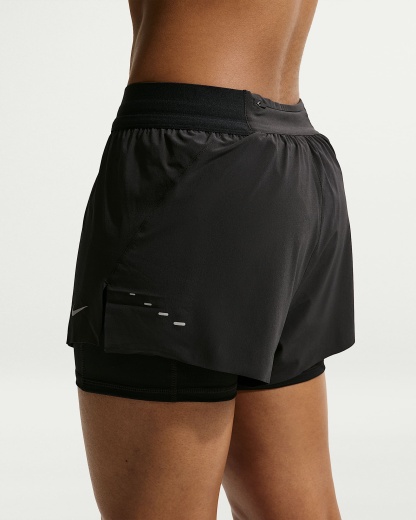 Nike Swift Dri-FIT Normal Belli 2'si 1 Arada Kadın Koşu Şortu - Siyah