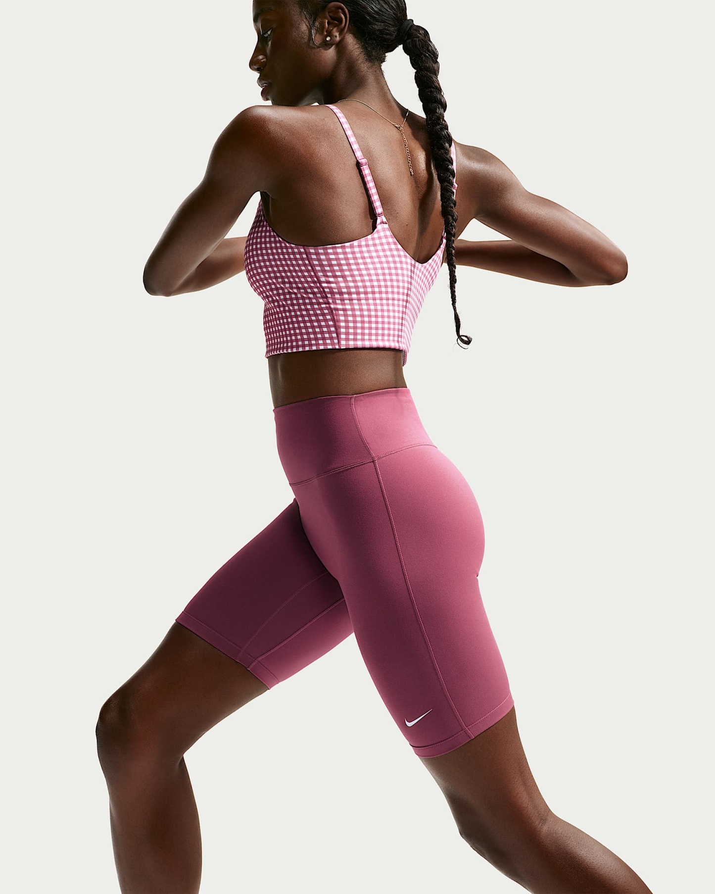Nike One Yüksek Belli 20 cm Kadın Bisiklet Şortu - Pink Smoke/Beyaz