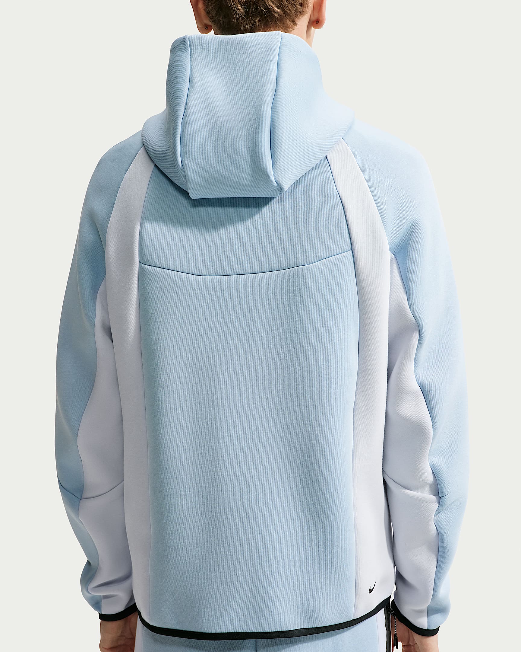 Nike Tech Renk Bloklu Tam Boy Fermuarlı Fleece Windrunner Erkek Ceketi - Light Armory Blue/Football Grey/Siyah