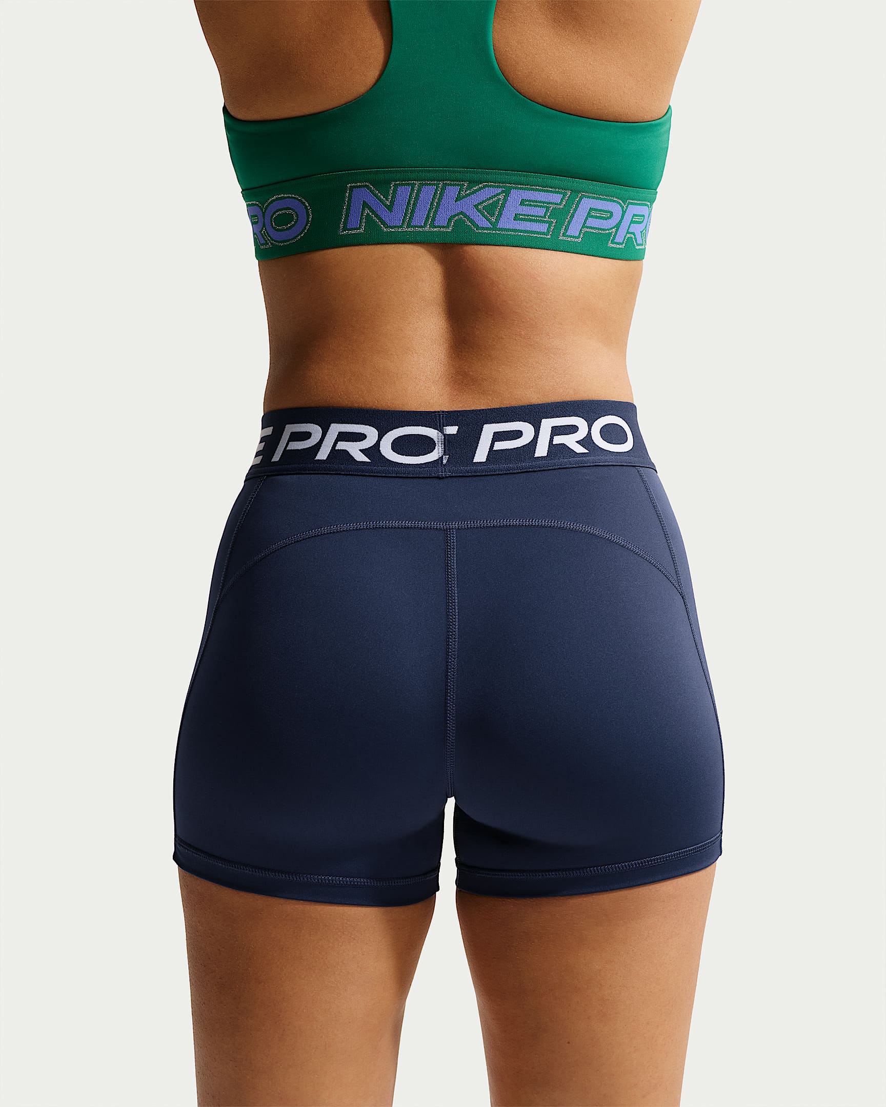 Nike Pro Normal Belli 8 cm Kadın Bisiklet Şortu - Midnight Navy/Beyaz