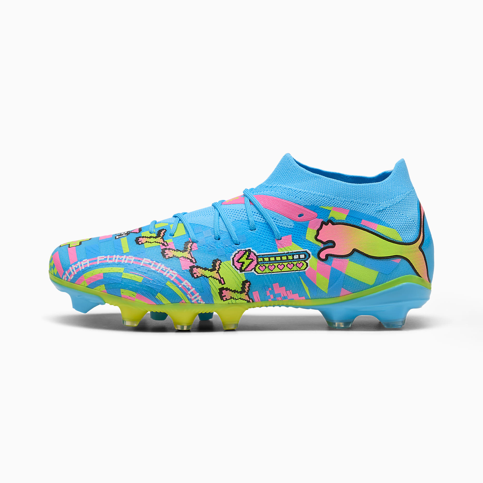 FUTURE 9 MATCH ADVANCED LEVEL FG/AG UNISEX Krampon - PUMA White-Blue Glimmer-Pink Glimmer-Yellow Alert - 109213_01 - Görsel 1
