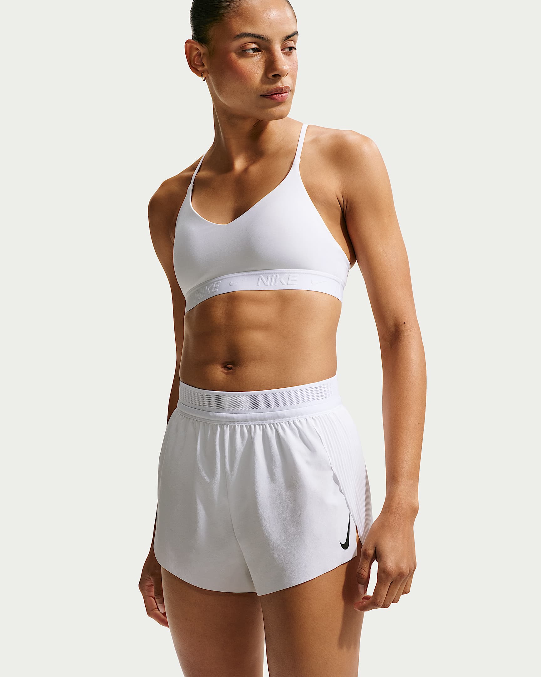 Nike AeroSwift Dri-FIT ADV Normal Belli 8 cm Slip Astarlı Kadın Koşu Şortu - Beyaz/Siyah
