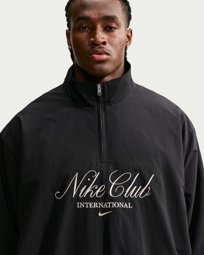 Nike Club Yarım Fermuarlı Erkek Ceketi - Siyah/Sanddrift/Sanddrift