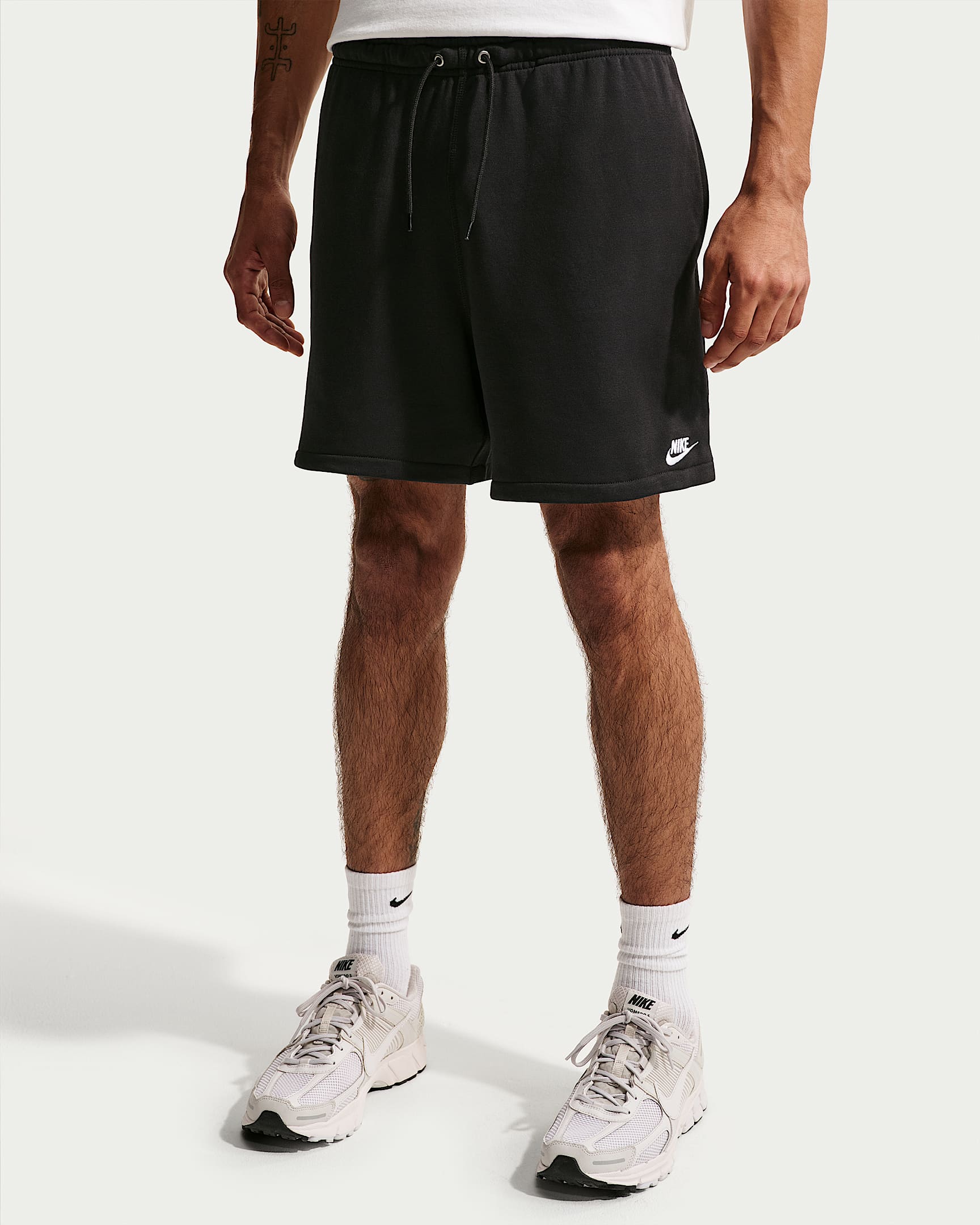 Nike Club Bol Kesimli Fransız Havlu Kumaşı Erkek Şortu - Siyah/Siyah/Beyaz