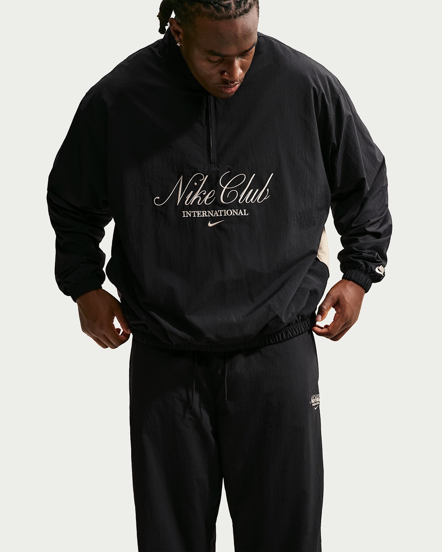 Nike Club Yarım Fermuarlı Erkek Ceketi - Siyah/Sanddrift/Sanddrift
