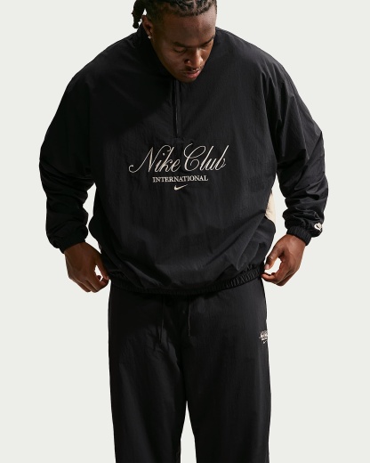 Nike Club Yarım Fermuarlı Erkek Ceketi - Siyah/Sanddrift/Sanddrift