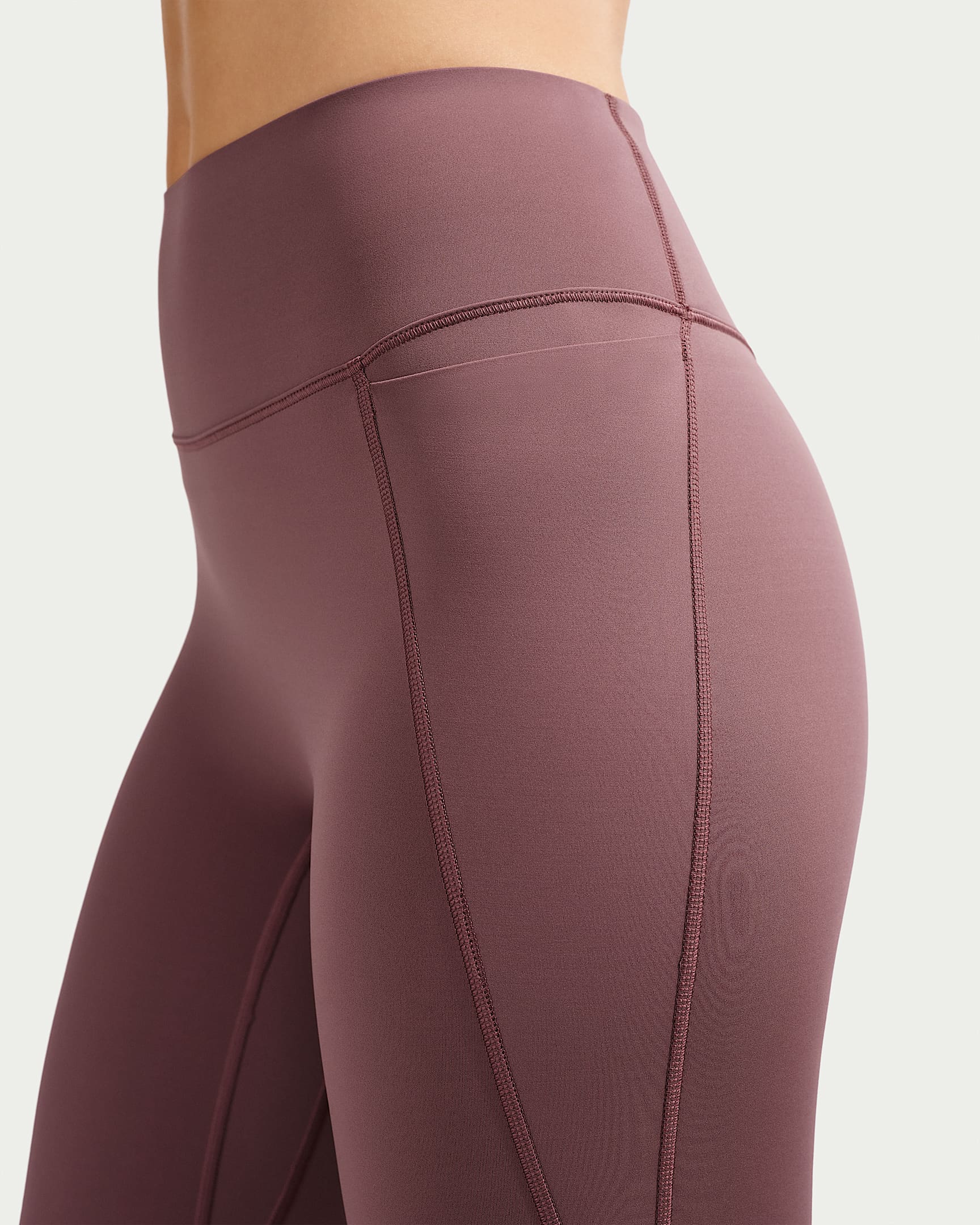 Nike Universa Yüksek Belli Bilek Üstü Ön Dikişsiz Kadın Taytı - Tattoo/Tattoo/Burgundy Crush