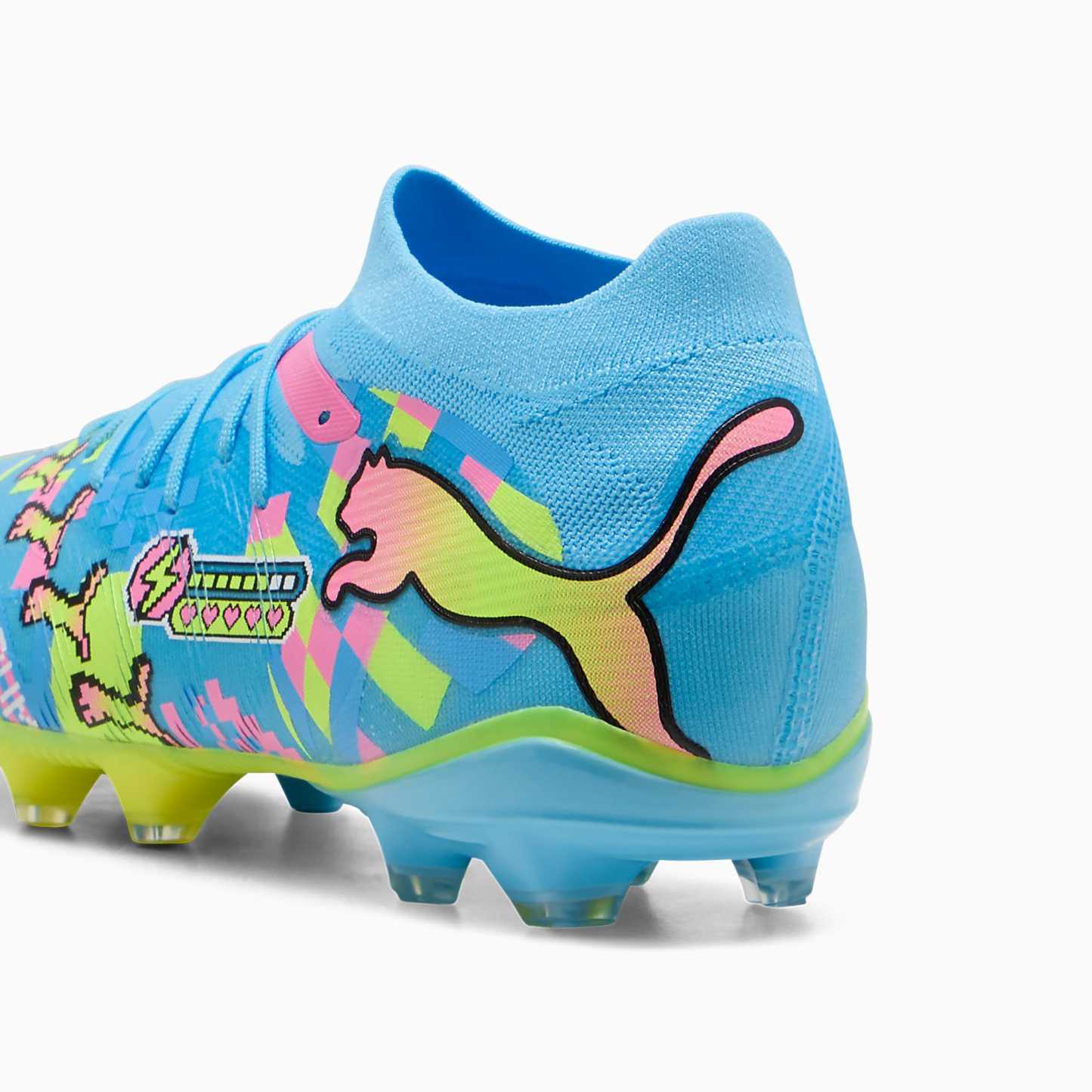 FUTURE 9 MATCH ADVANCED LEVEL FG/AG UNISEX Krampon - PUMA White-Blue Glimmer-Pink Glimmer-Yellow Alert - 109213_01 - Görsel 3