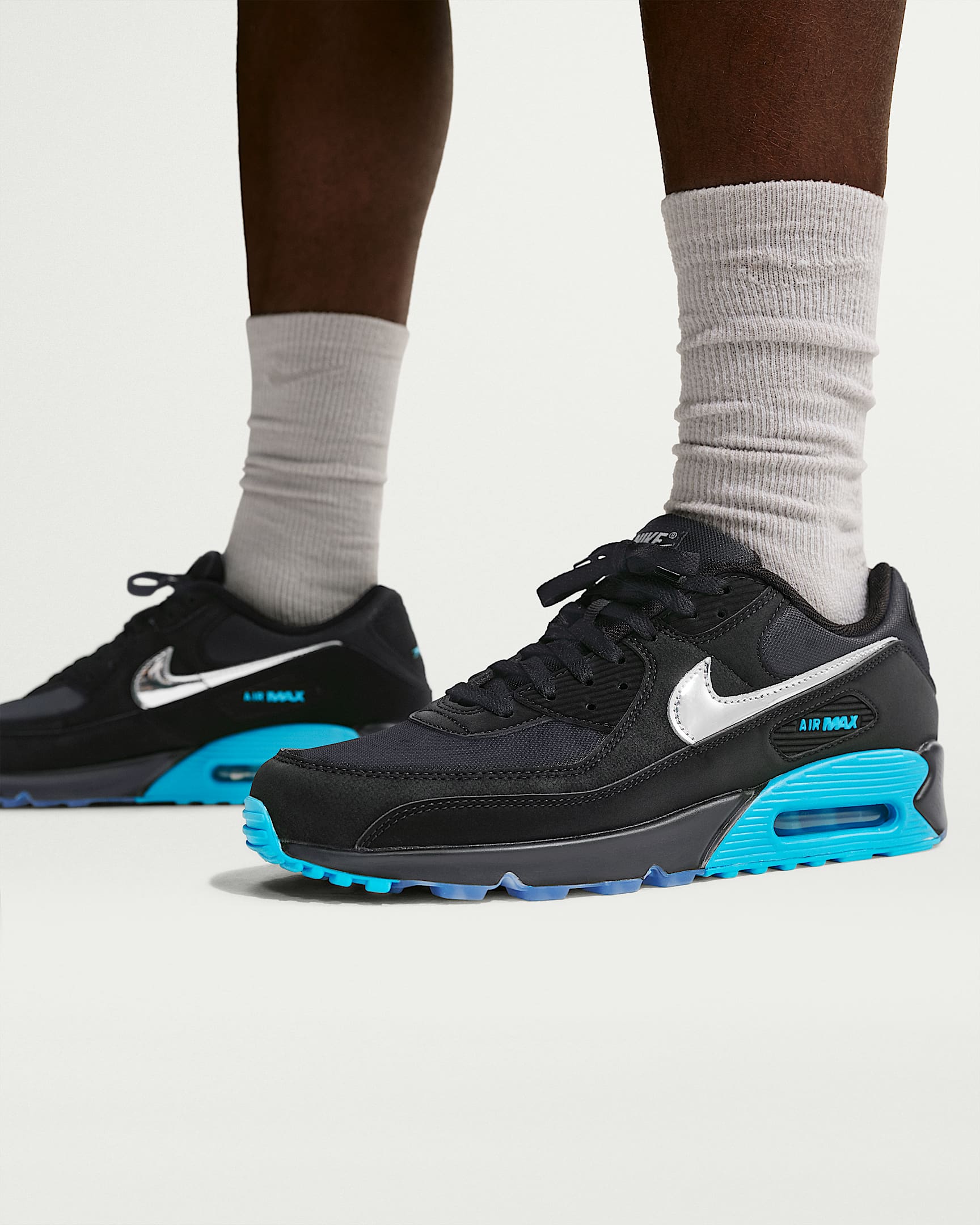 Nike Air Max 90 Premium "Scorpion" Erkek Ayakkabısı - Siyah/Gamma Blue/Ice/Chrome