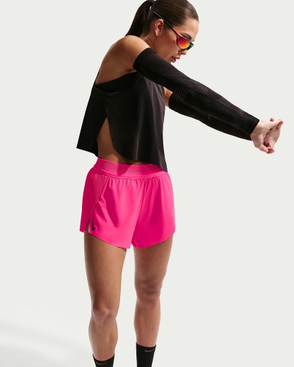 Nike AeroSwift Dri-FIT ADV Normal Belli 8 cm Slip Astarlı Kadın Koşu Şortu - Hyper Pink/Siyah