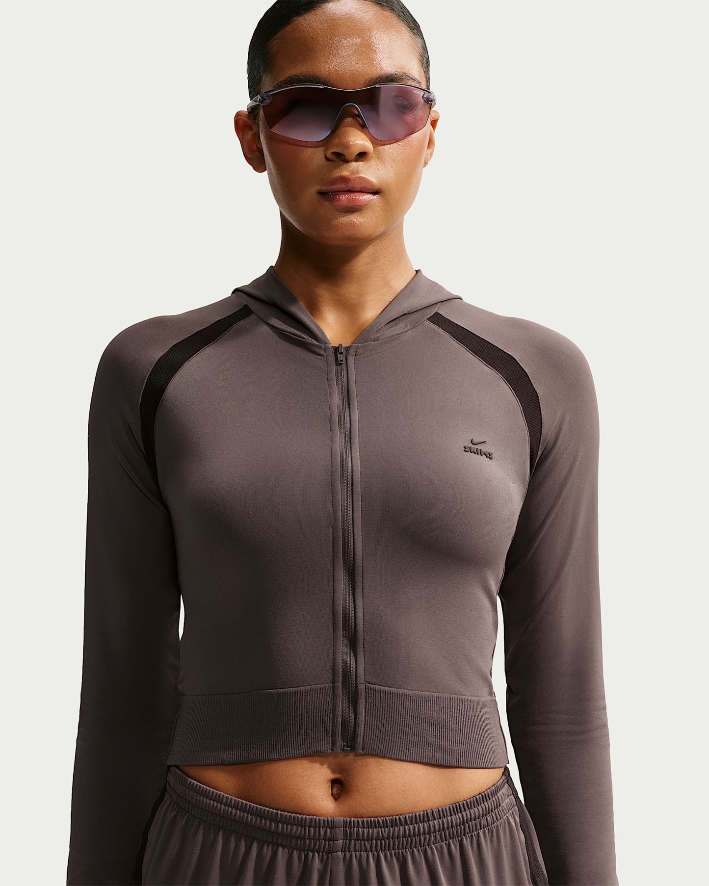 NikeSKIMS Stretch Knit Tam Fermuarlı Baby Kapüşonlu Kadın Üst - NSKM Resin/NSKM Phoenix/NSKM Resin