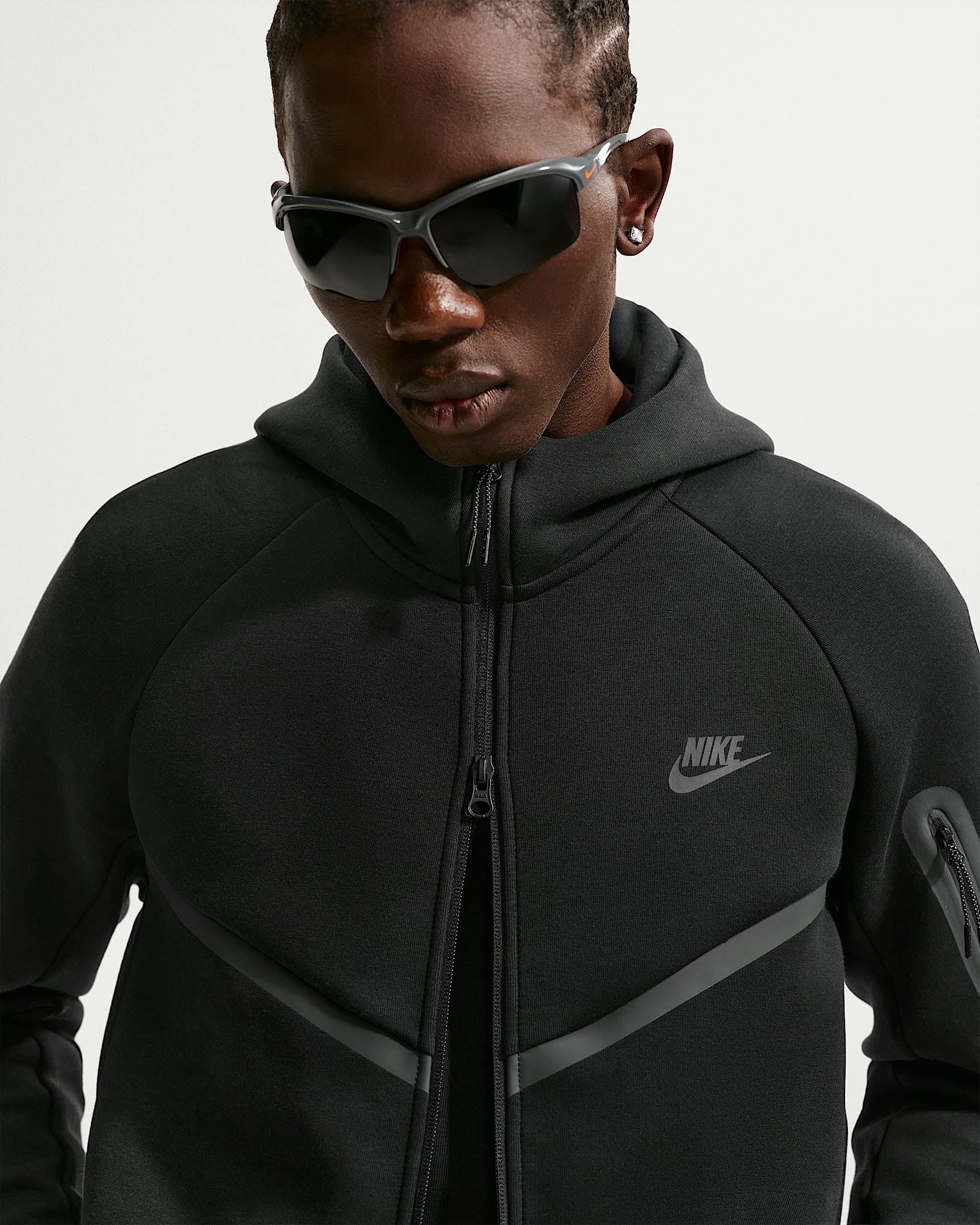 Nike Tech Fleece Windrunner Tam Boy Fermuarlı Erkek Ceketi - Siyah/Siyah