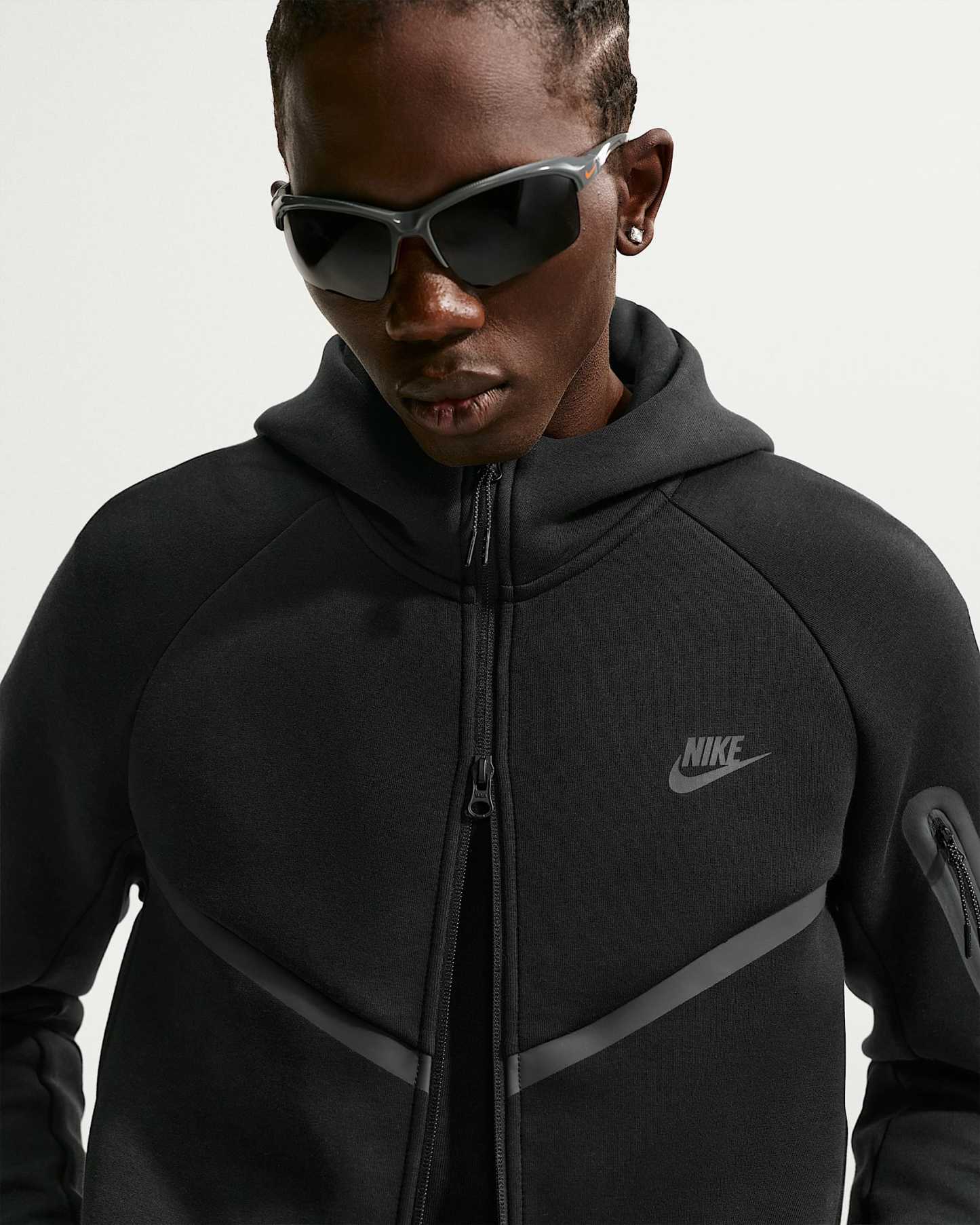 Nike Tech Fleece Windrunner Tam Boy Fermuarlı Erkek Ceketi - Siyah/Siyah