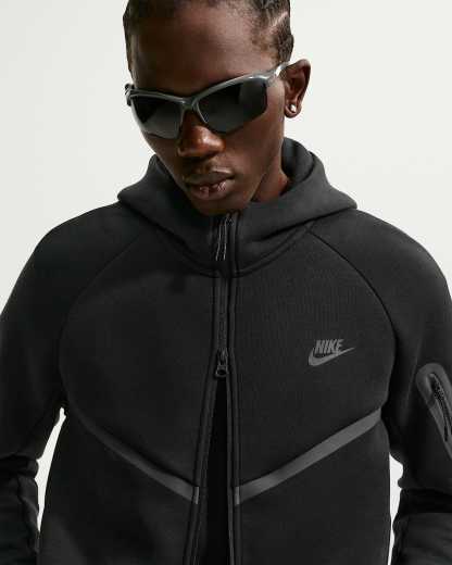 Nike Tech Fleece Windrunner Tam Boy Fermuarlı Erkek Ceketi - Siyah/Siyah