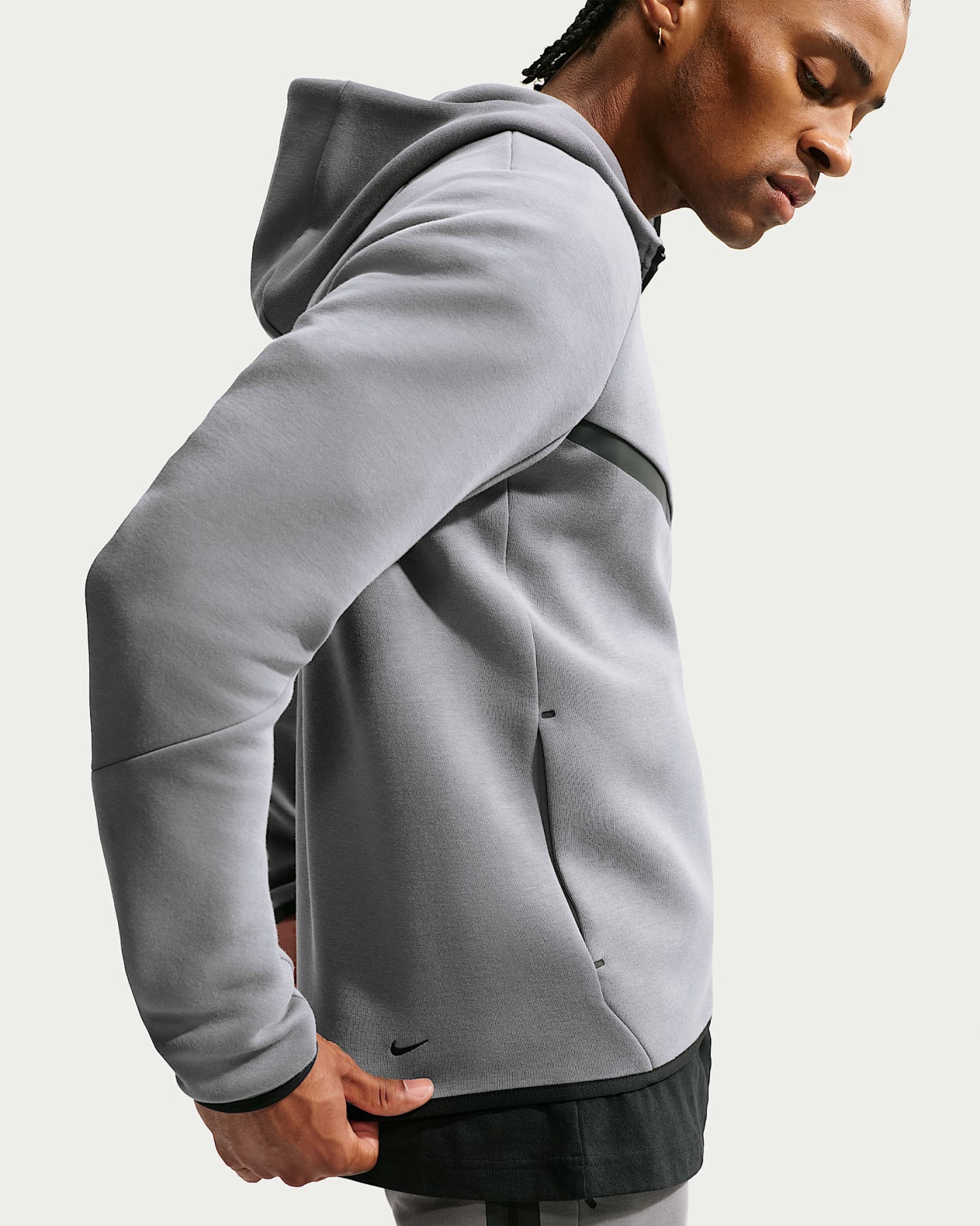 Nike Tech Fleece Windrunner Tam Boy Fermuarlı Erkek Ceketi - Smoke Grey/Football Blue