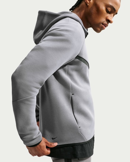 Nike Tech Fleece Windrunner Tam Boy Fermuarlı Erkek Ceketi - Smoke Grey/Football Blue
