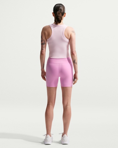 Nike One Yüksek Belli 13 cm Kadın Bisiklet Şortu - Pink Rise/Beyaz