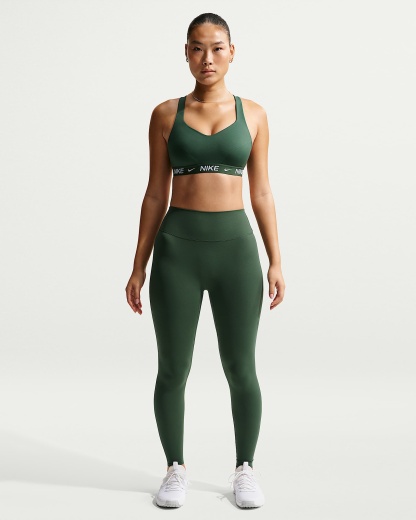 Nike Zenvy Yüksek Belli Ön Dikişsiz Tam Boy Kadın Taytı - Fir/Beyaz