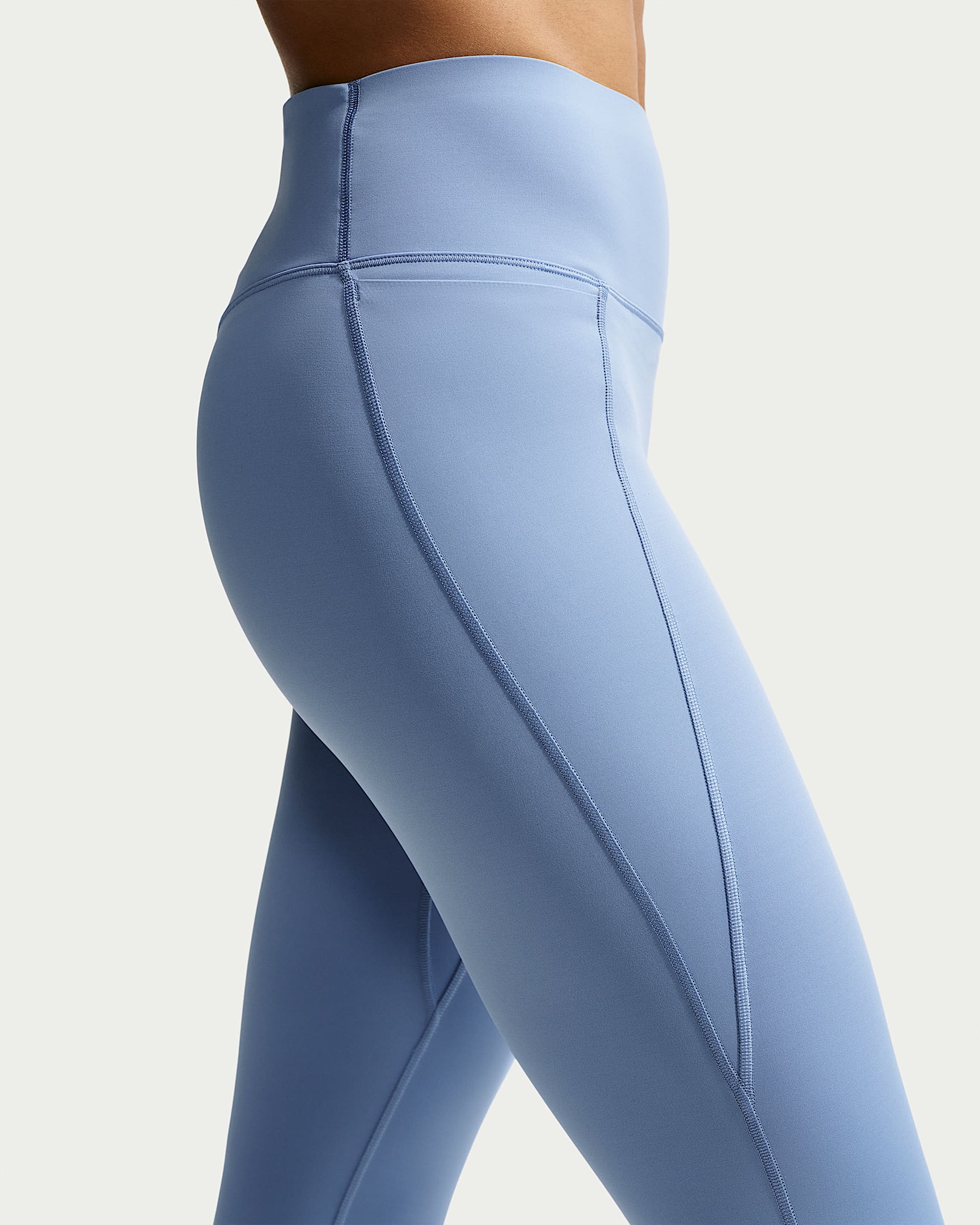Nike Universa Yüksek Belli Bilek Üstü Ön Dikişsiz Kadın Taytı - Work Blue/Chambray/New Slate