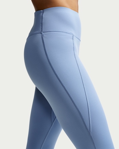 Nike Universa Yüksek Belli Bilek Üstü Ön Dikişsiz Kadın Taytı - Work Blue/Chambray/New Slate