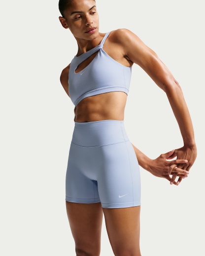 Nike One Yüksek Belli 13 cm Kadın Bisiklet Şortu - Hydrogen Blue/Beyaz