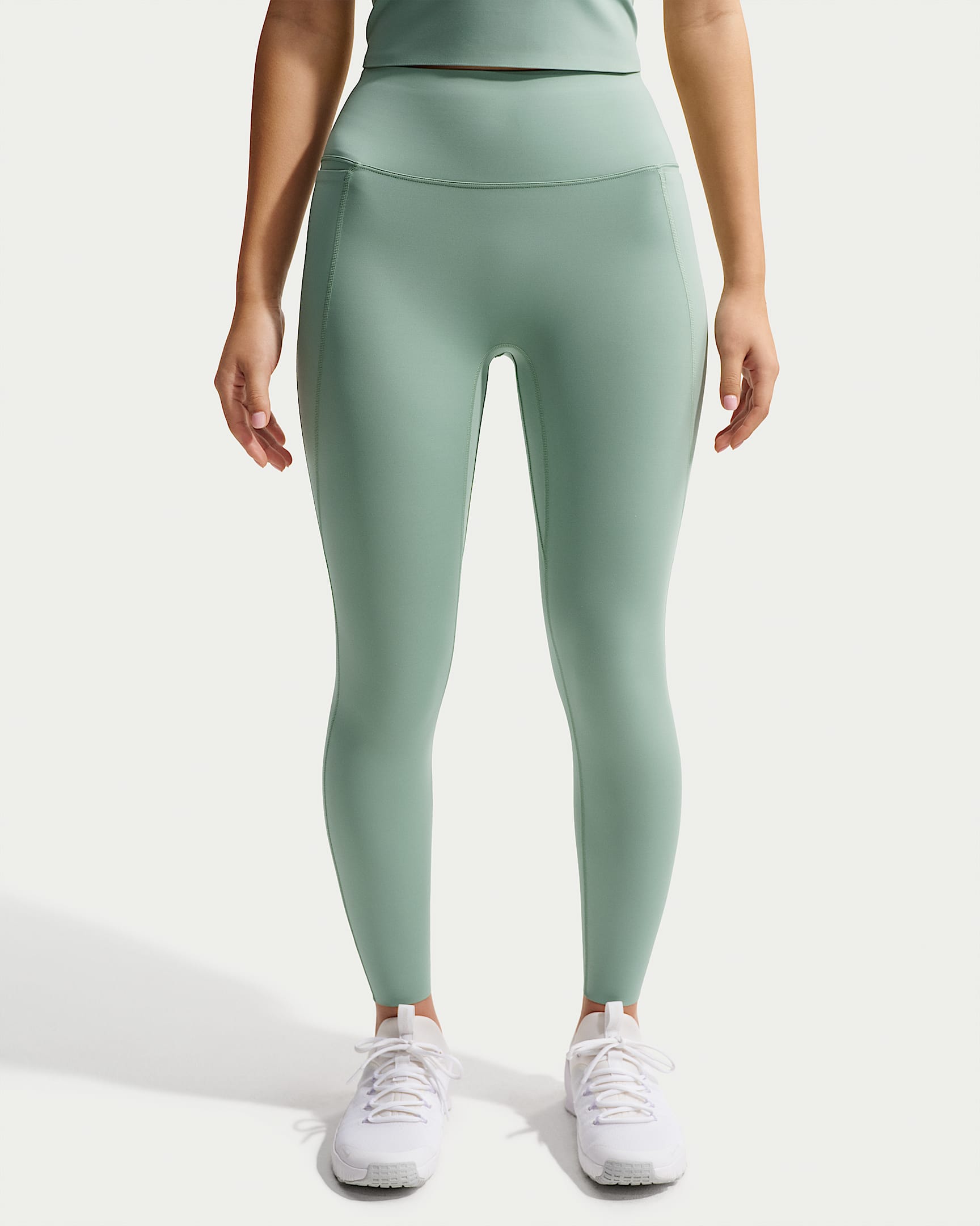 Nike Universa Yüksek Belli Bilek Üstü Ön Dikişsiz Kadın Taytı - Steam/Dutch Green/Dutch Green