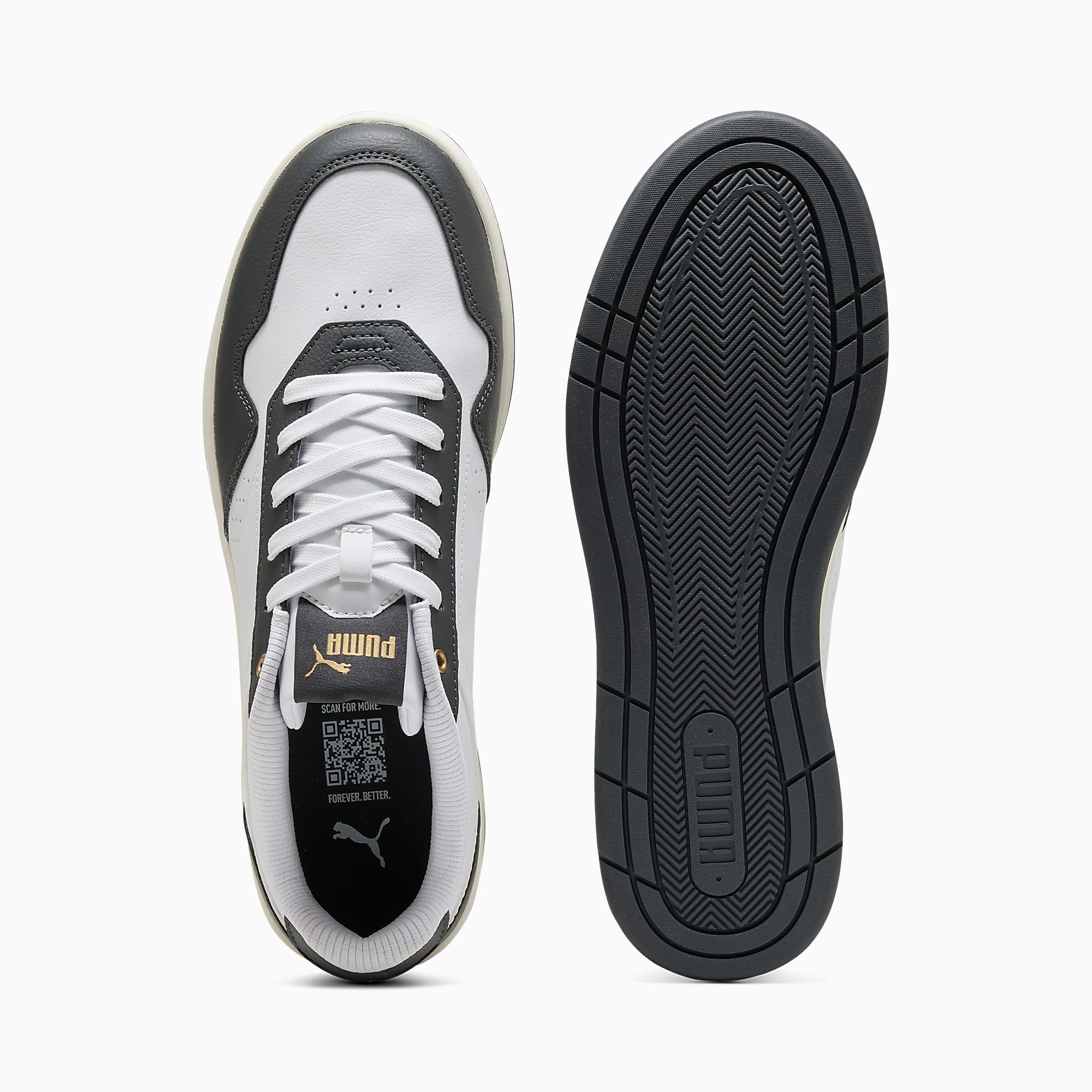 Court CLASSIC Ayakkabı - PUMA White-Dusky Gray-PUMA Gold - 395018_22 - Görsel 4