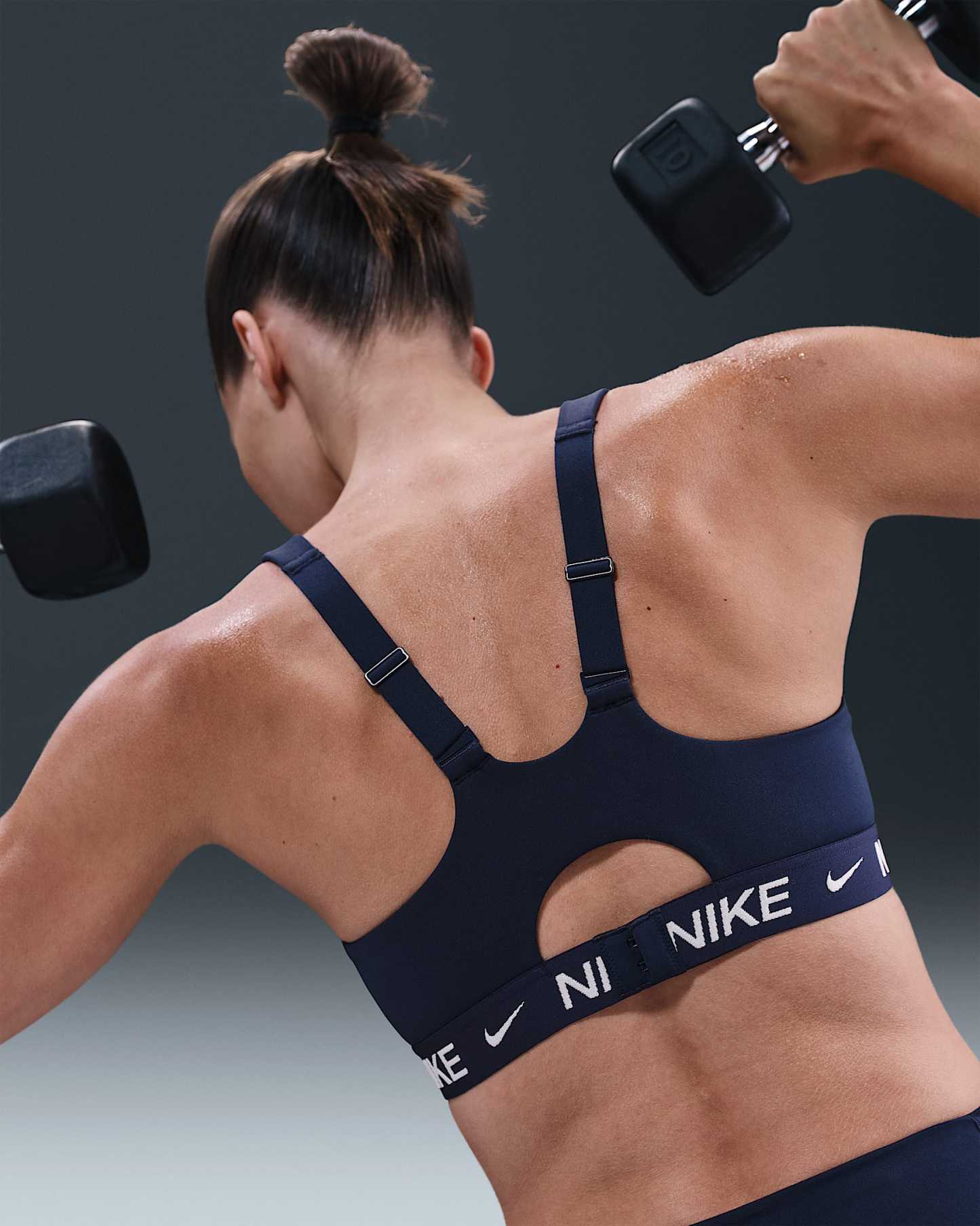 Nike Indy Yüksek Destekli Pedli Ayarlanabilir Kadın Spor Sütyeni - Midnight Navy