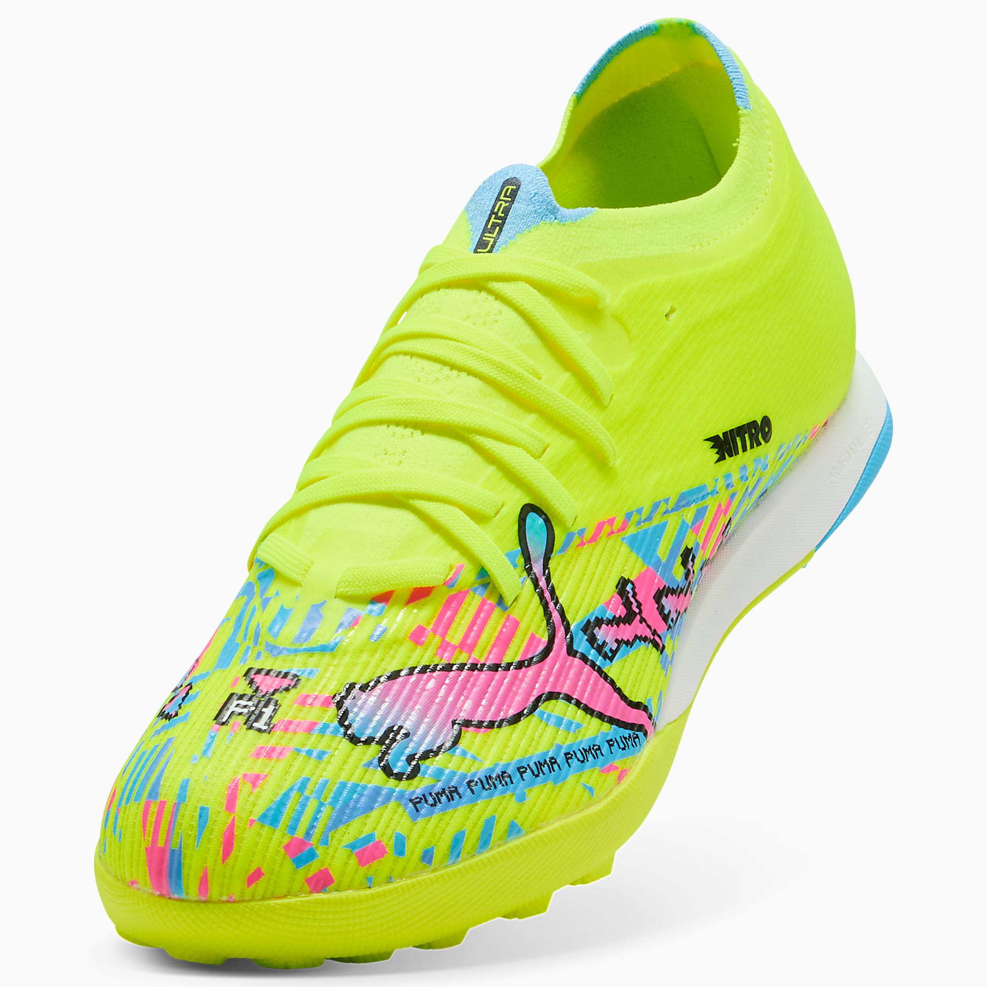 ULTRA NITRO™ 7 MATCH ADVANCED LEVEL TT UNISEX Krampon - PUMA White-Blue Glimmer-Pink Glimmer-Yellow Alert - 109242_01 - Görsel 6