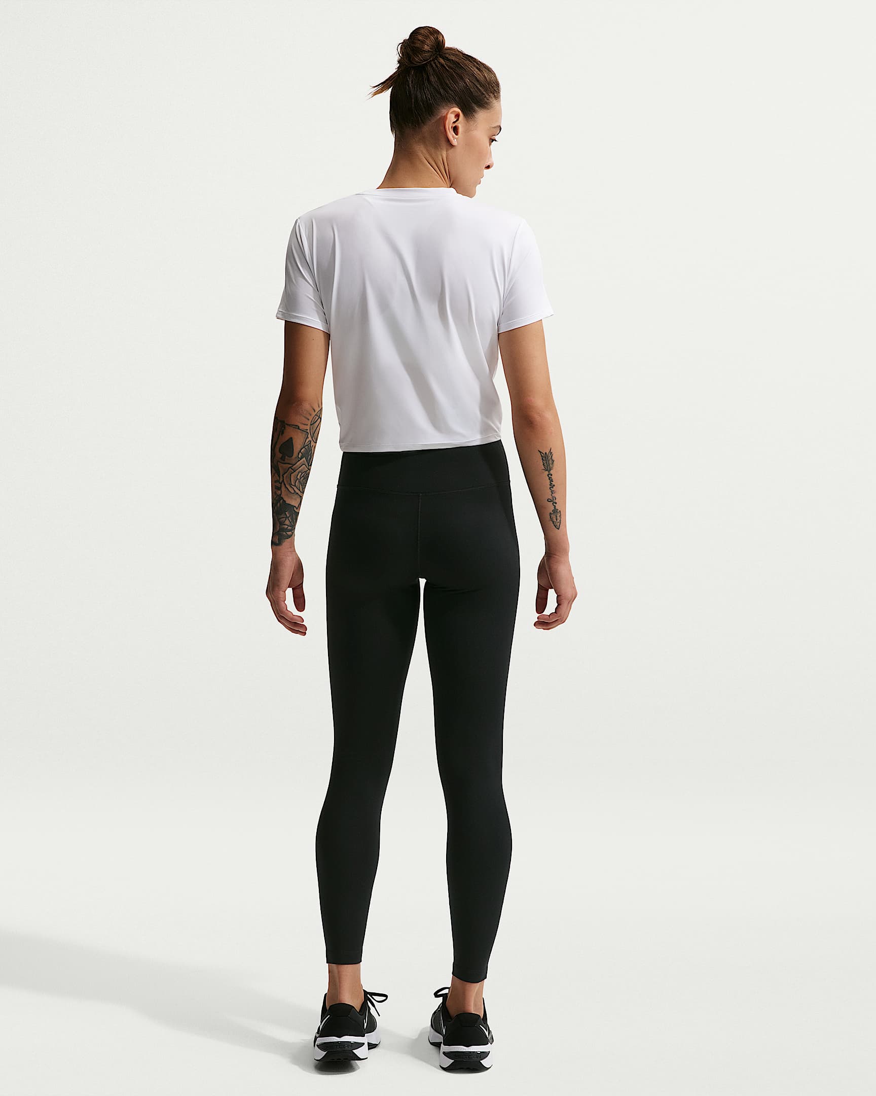 Nike One Seamless Front Yüksek Belli Tam Boy Kadın Taytı - Siyah/Beyaz