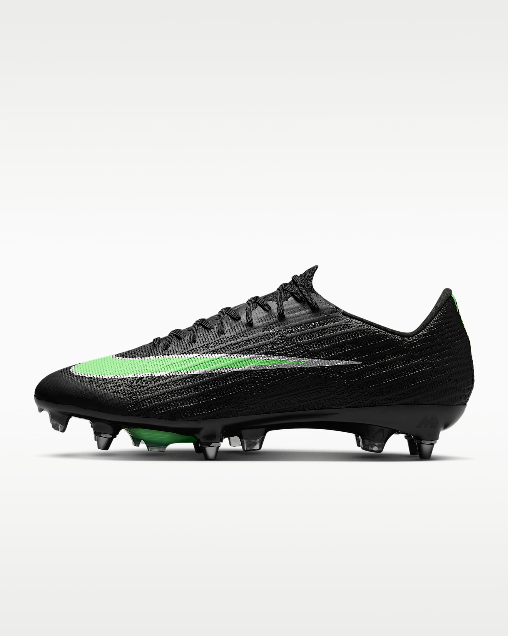 Nike Mercurial Superfly 11 Elite Düşük Bilekli Yumuşak Zemin Kramponu - Siyah/Siyah/Illusion Green