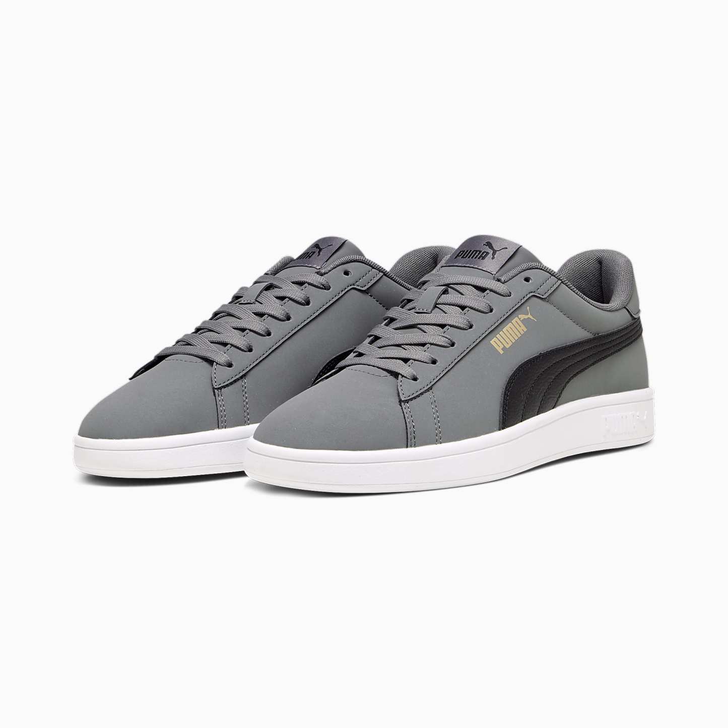 PUMA Smash 3.0 Buck Ayakkabı - Cool Dark Gray-PUMA Black-PUMA Gold-PUMA White - 392336_02 - Görsel 4