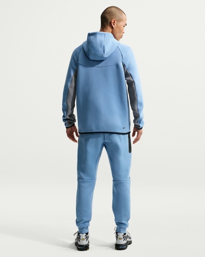 Nike Tech Fleece Windrunner Tam Boy Fermuarlı Erkek Ceketi - Work Blue/Cool Grey/Siyah