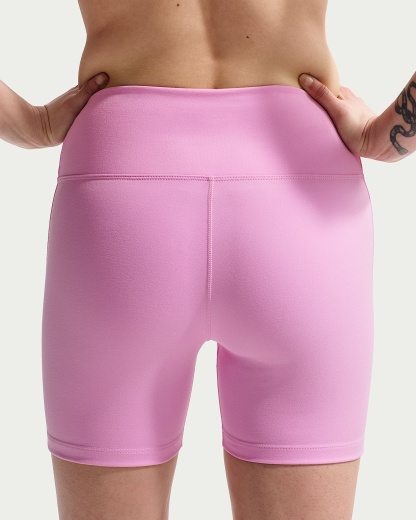 Nike One Yüksek Belli 13 cm Kadın Bisiklet Şortu - Pink Rise/Beyaz