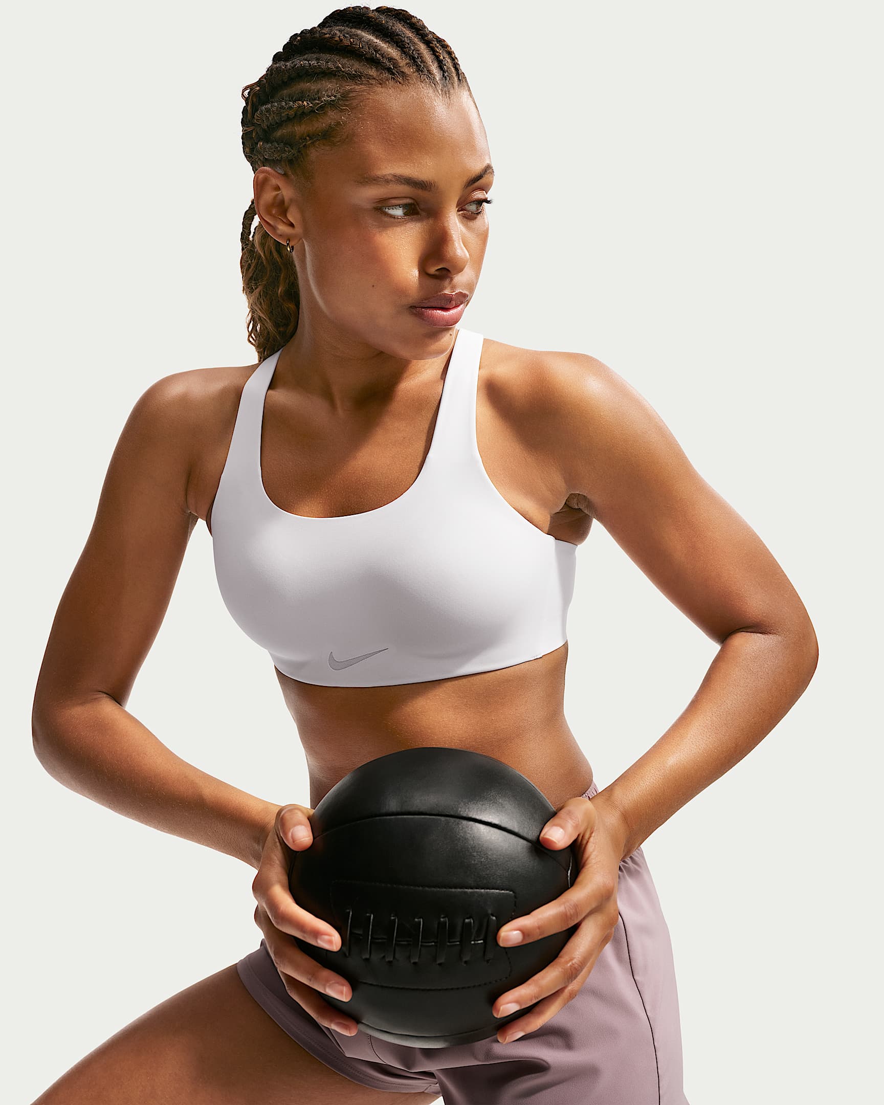 Nike Rival Ultra Yüksek Destekli Pedli Kadın Spor Sütyeni - Beyaz/Particle Beige