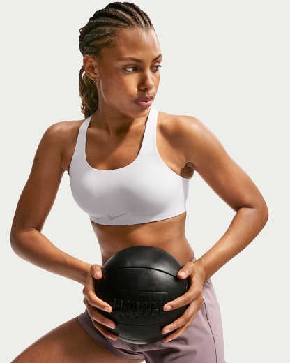Nike Rival Ultra Yüksek Destekli Pedli Kadın Spor Sütyeni - Beyaz/Particle Beige