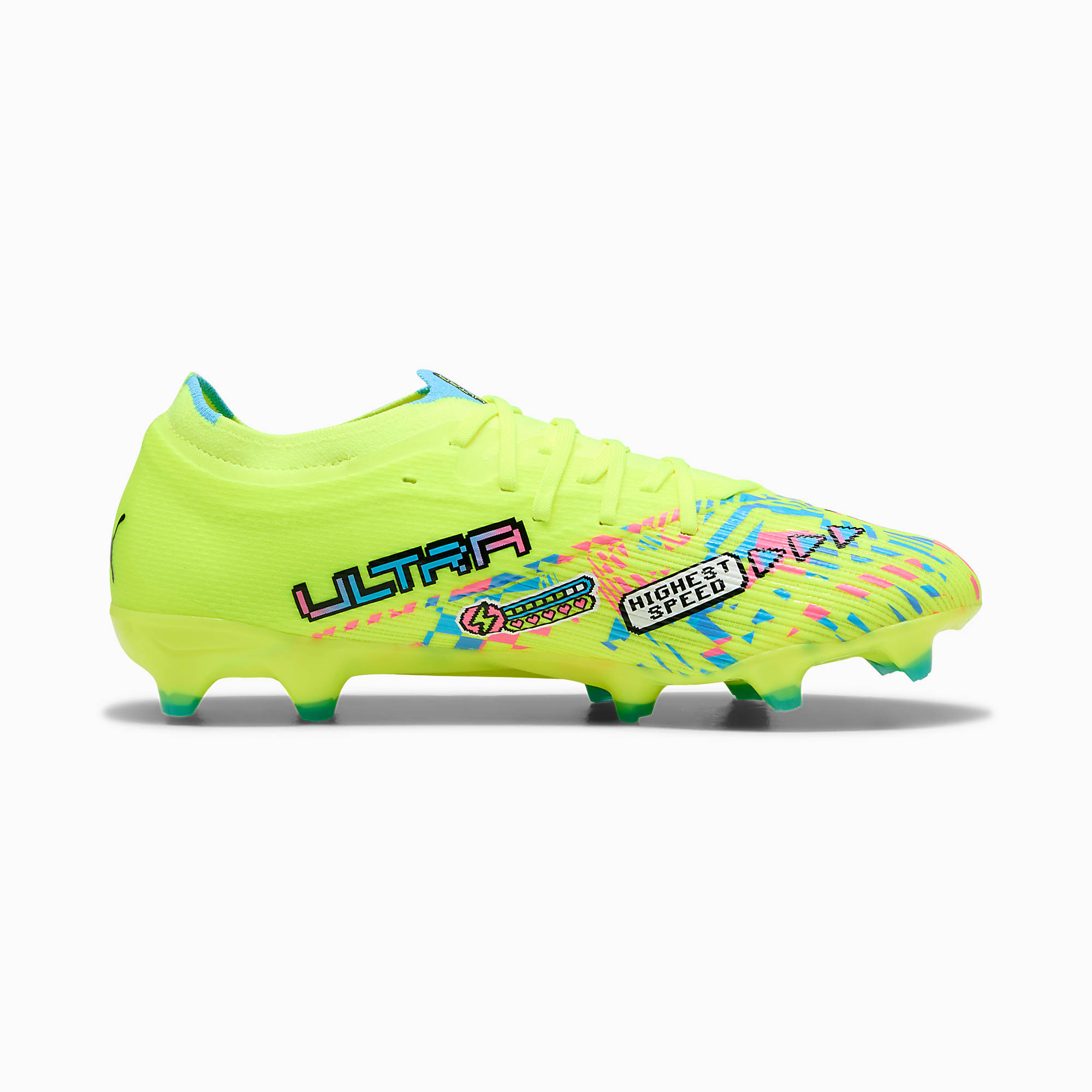 ULTRA NITRO™ 7 MATCH ADVANCED LEVEL FG/AG UNISEX Krampon - PUMA White-Blue Glimmer-Pink Glimmer-Yellow Alert - 109240_01 - Görsel 5