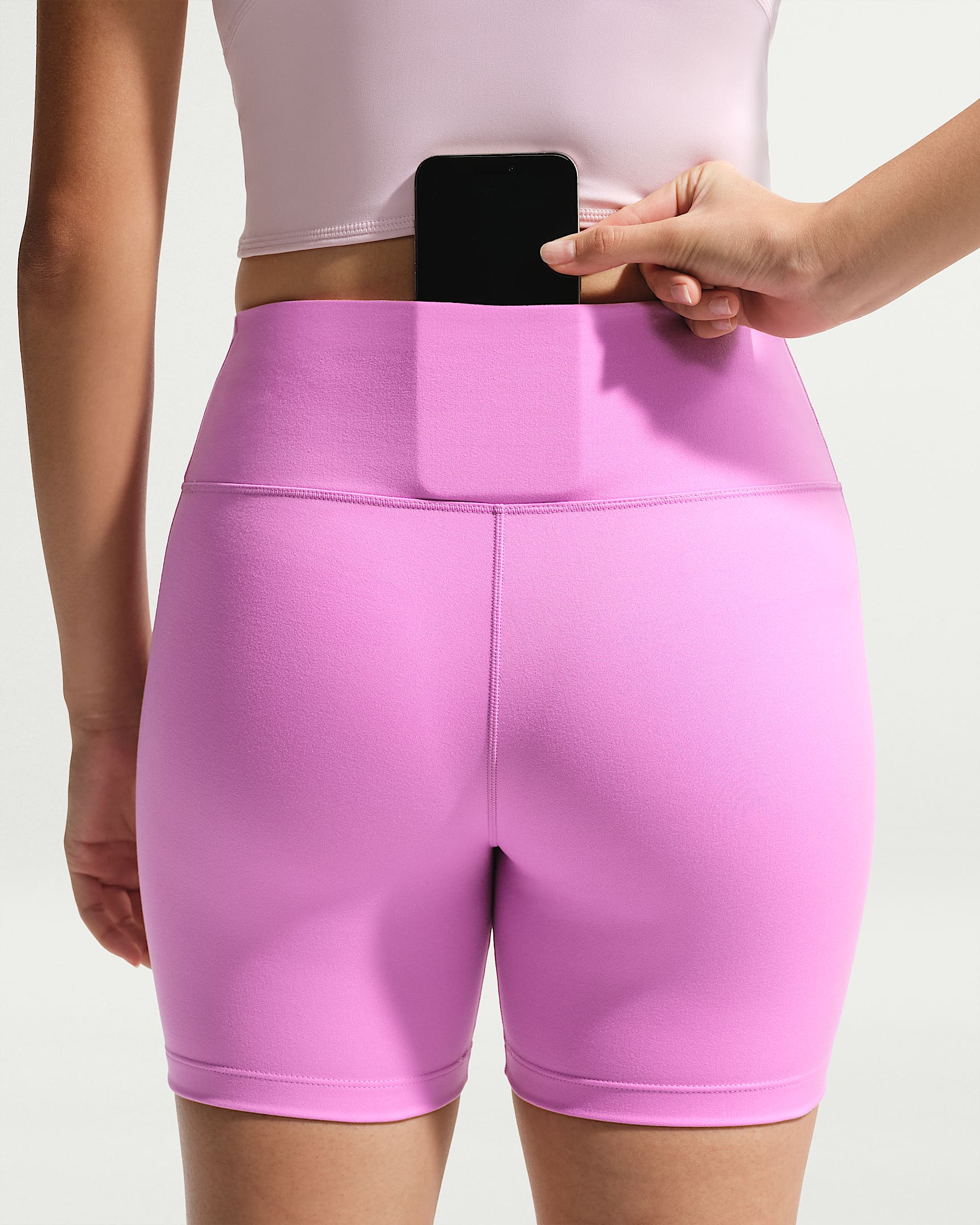 Nike One Yüksek Belli 13 cm Kadın Bisiklet Şortu - Light Magenta/Beyaz