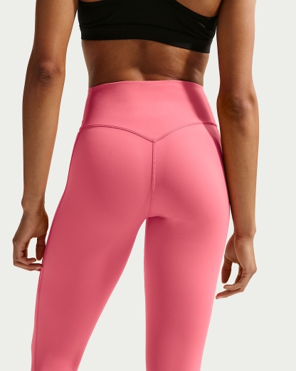 Nike Universa Yüksek Belli Bilek Üstü Ön Dikişsiz Kadın Taytı - Sea Coral/Lobster/Light Fusion Red