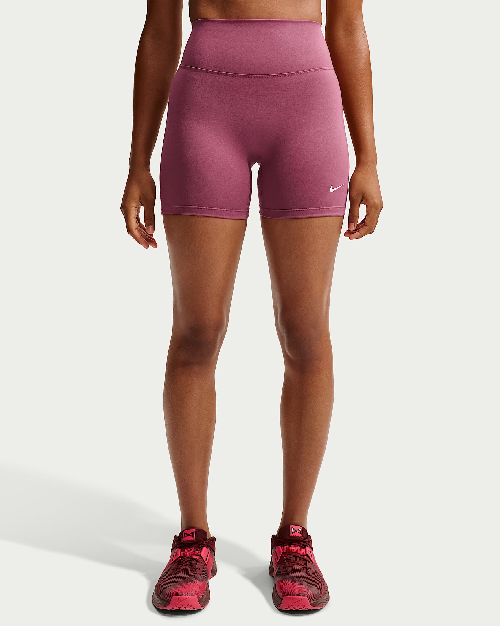 Nike One Yüksek Belli 13 cm Kadın Bisiklet Şortu - Pink Smoke/Beyaz
