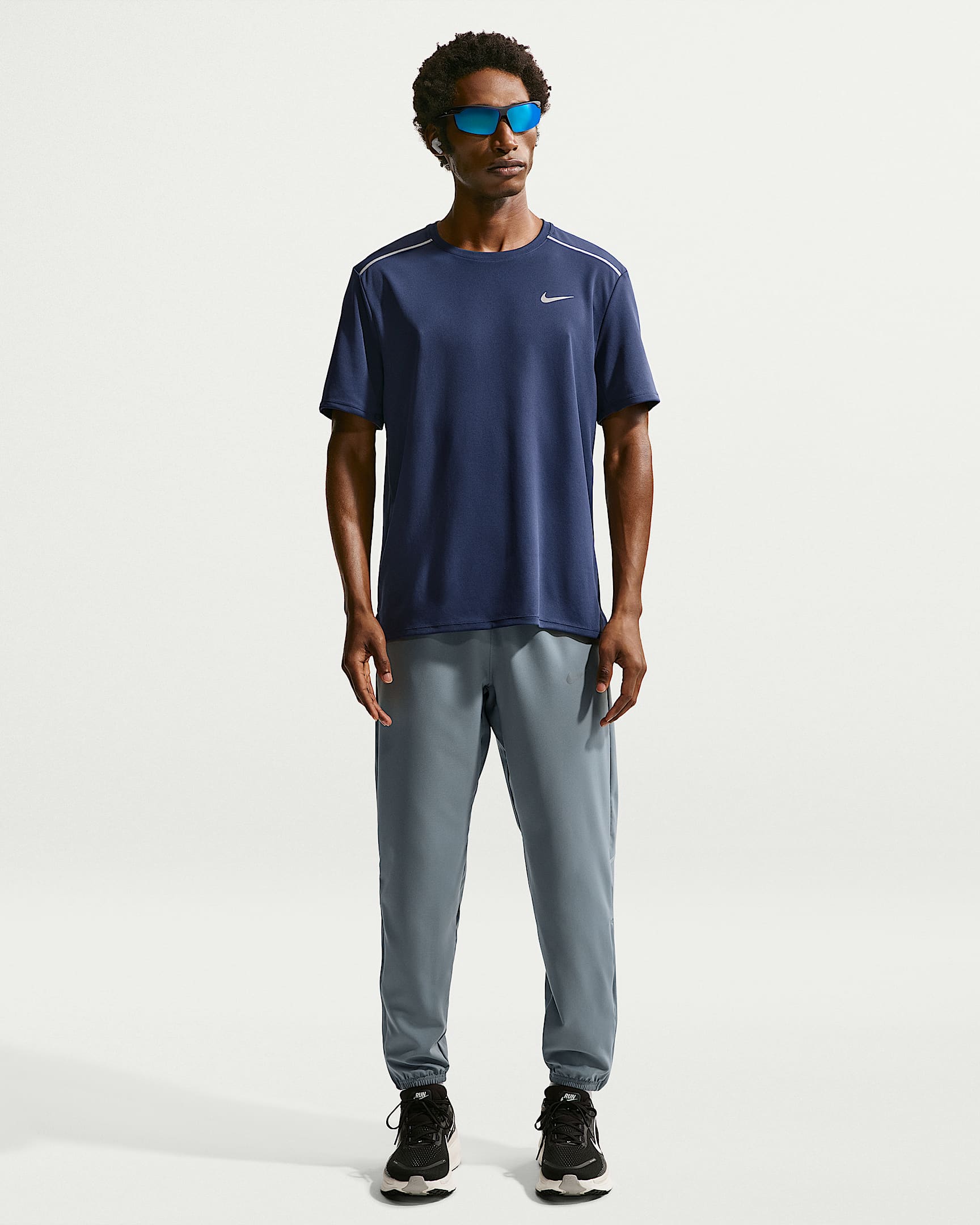 Nike Miler Dri-FIT Kısa Kollu Erkek Koşu Üstü - Midnight Navy/Obsidian