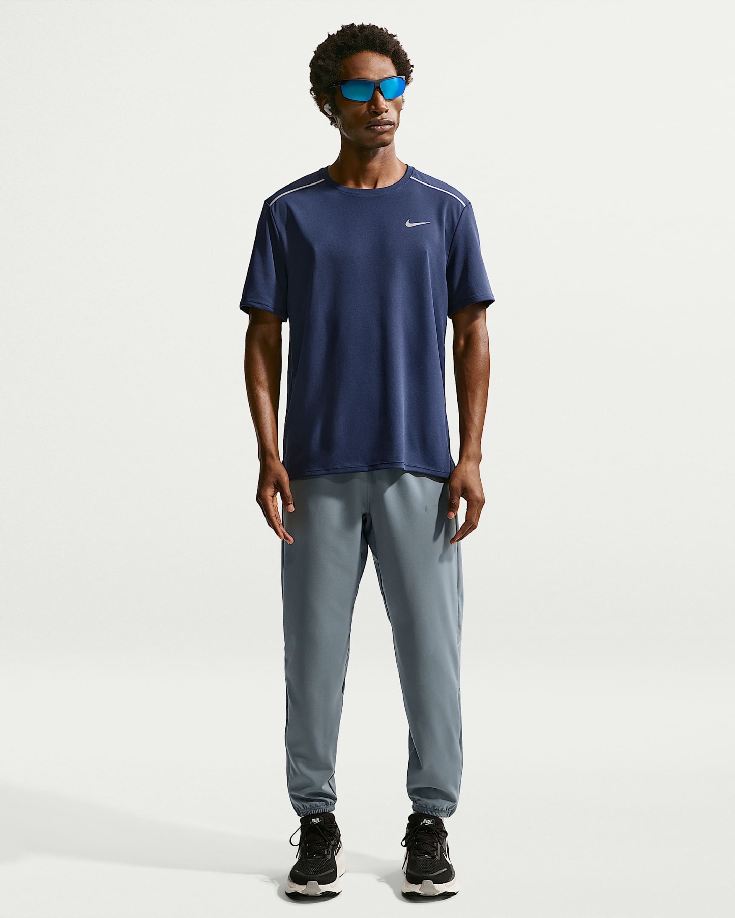 Nike Miler Dri-FIT Kısa Kollu Erkek Koşu Üstü - Midnight Navy/Obsidian