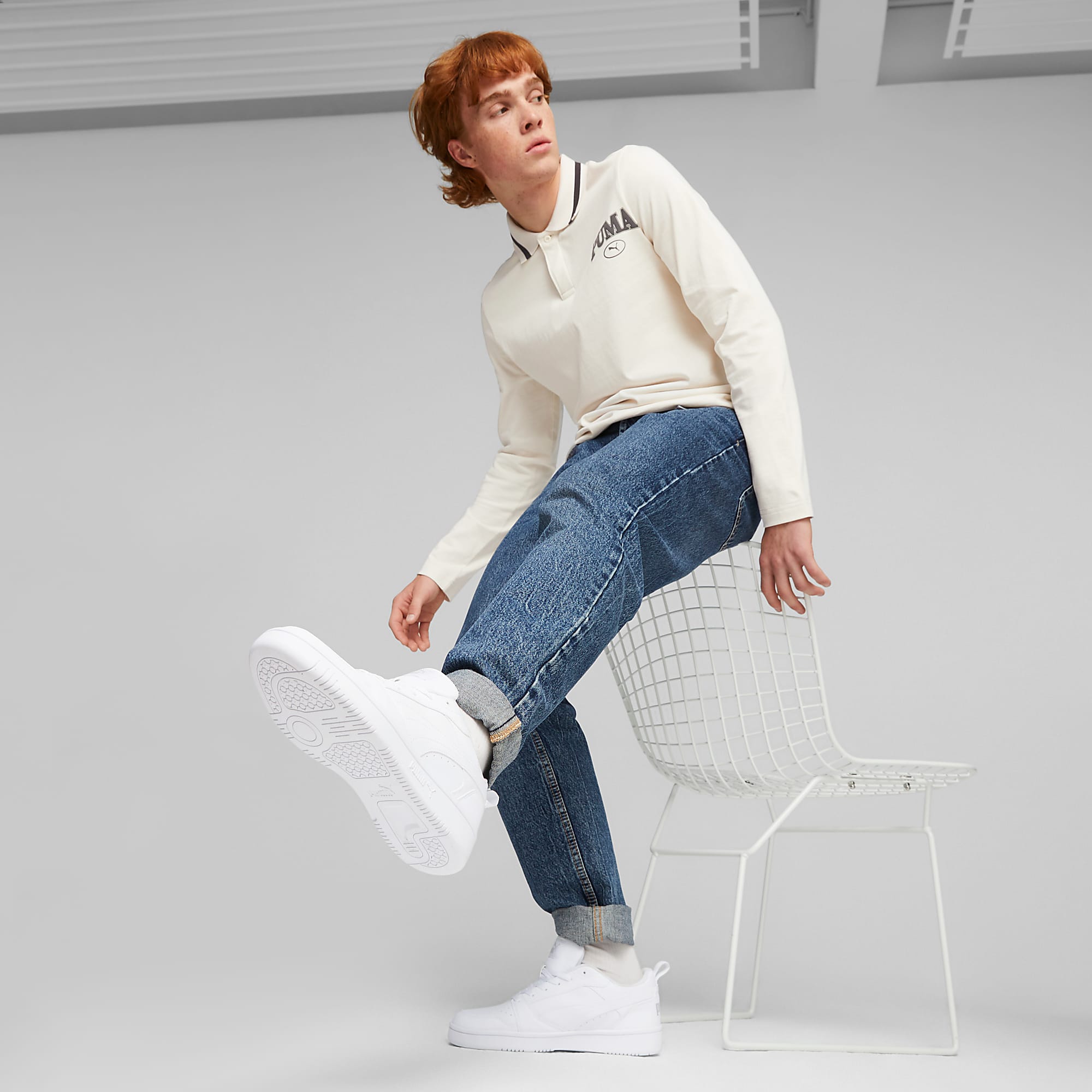 Rebound V6 Low UNISEX Ayakkabı - PUMA White-Cool Light Gray - 406388_03 - Görsel 3