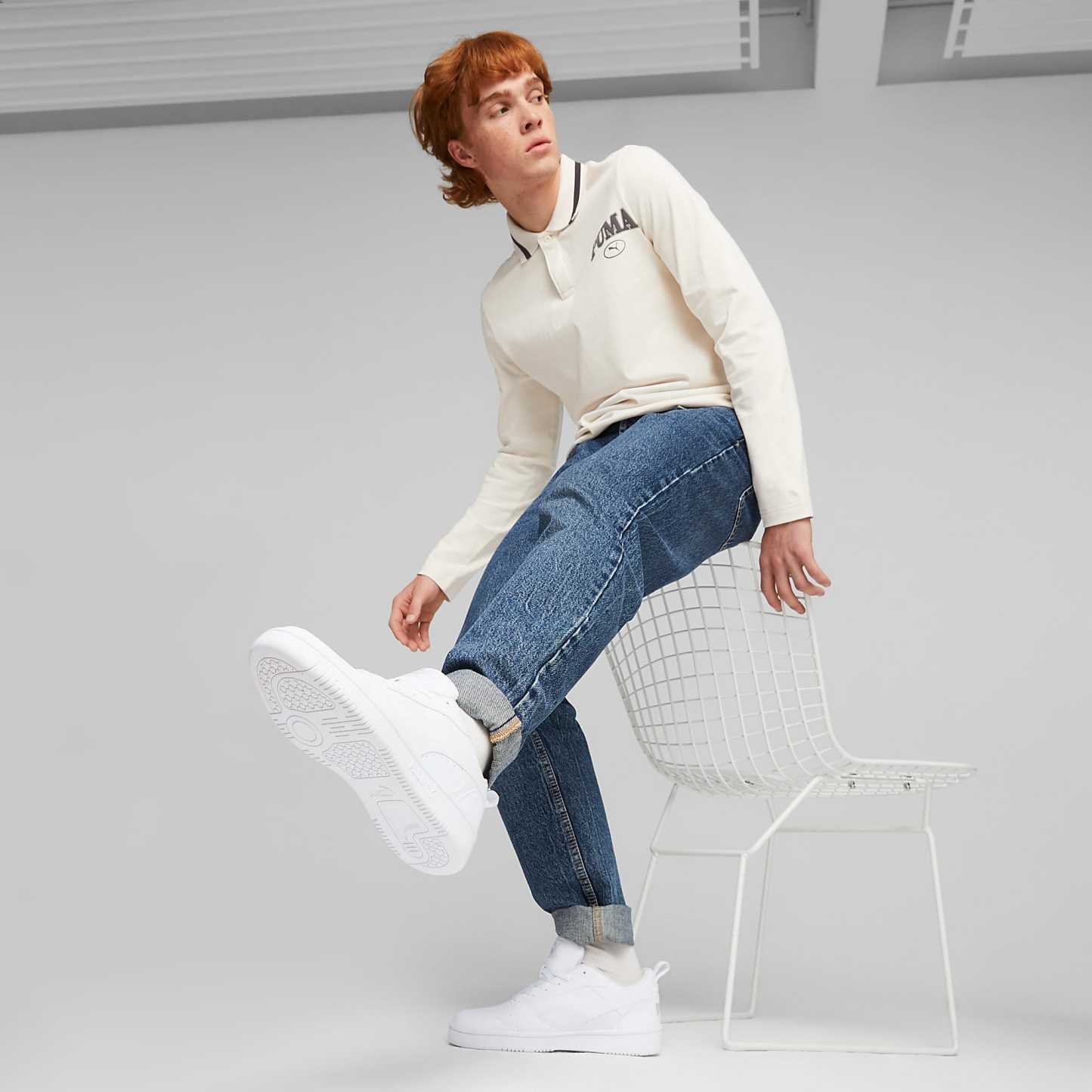 Rebound V6 Low UNISEX Ayakkabı - PUMA White-Cool Light Gray - 406388_03 - Görsel 3