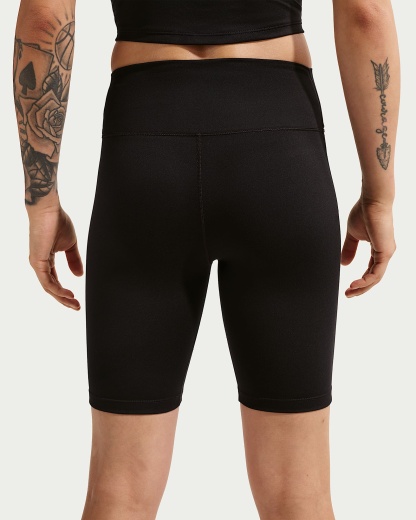 Nike One Yüksek Belli 20 cm Kadın Bisiklet Şortu - Siyah/Beyaz