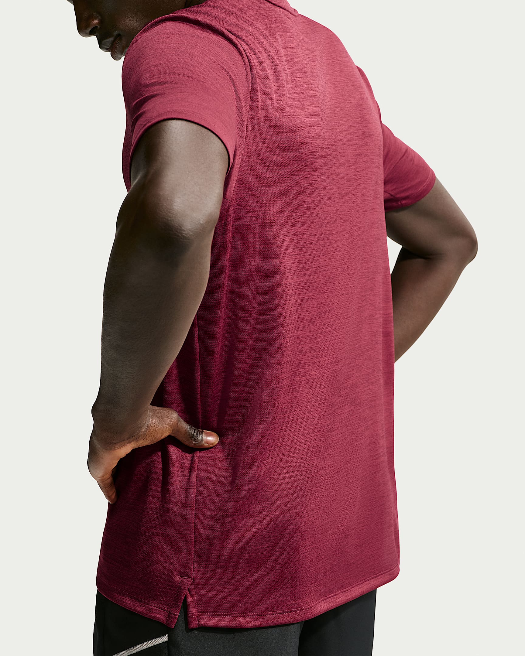 Nike Miler Dri-FIT Kısa Kollu Erkek Koşu Üstü - Tough Red/Mystic Dates/Heather