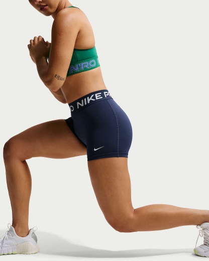 Nike Pro Normal Belli 8 cm Kadın Bisiklet Şortu - Midnight Navy/Beyaz