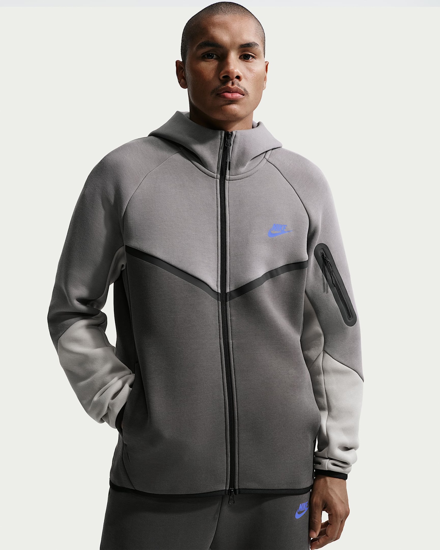 Nike Tech Fleece Windrunner Tam Boy Fermuarlı Erkek Ceketi - Pencil Point/Medium Ash/College Grey/Sapphire